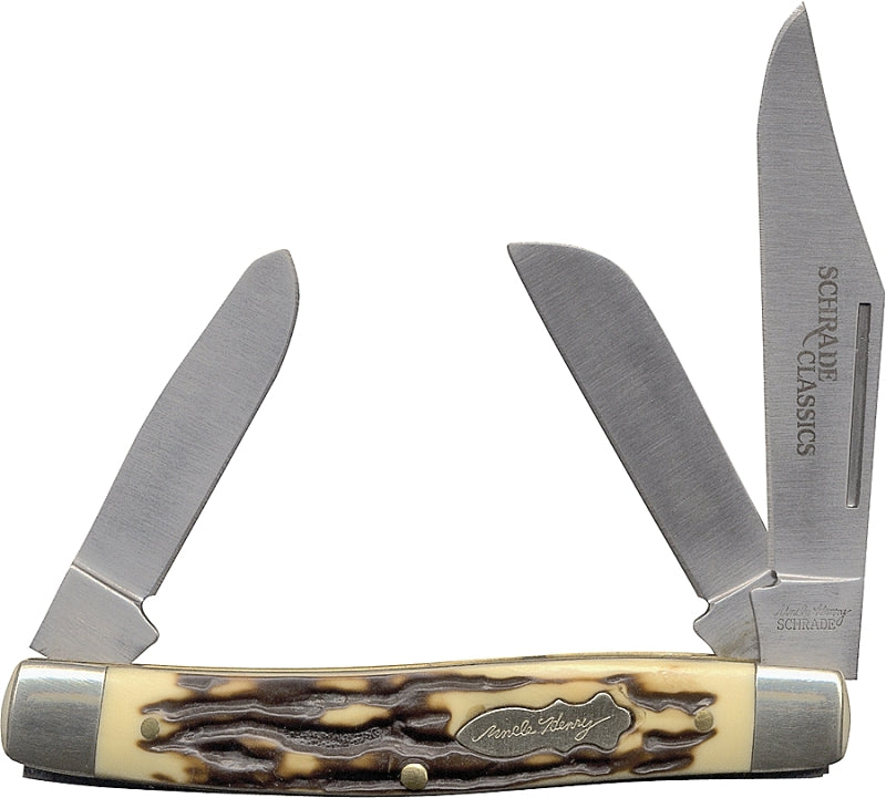 UNCLE HENRY Uncle Henry 885UH Folding Pocket Knife, 3 in L Blade, 7Cr17 High Carbon Stainless Steel Blade, 3-Blade