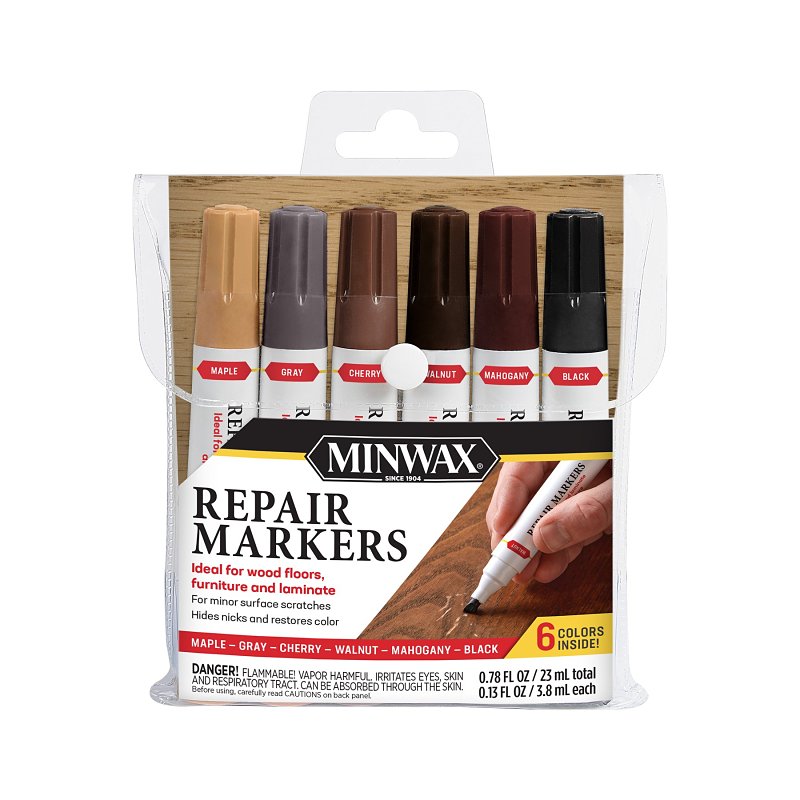 MINWAX Minwax 220006666 Repair Markers, Black/Cherry/Gray/Mahogany/Maple/Walnut, 0.78 oz