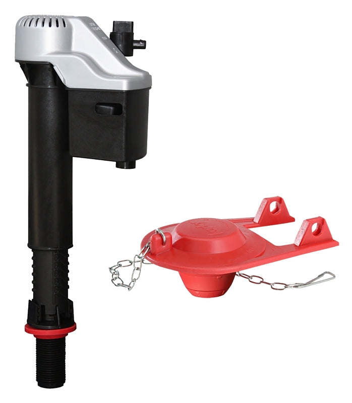 KORKY Korky 818MP Fill Valve and Flapper Kit, <1.6 gpf, Rubber Body, Black/Red/Silver, Anti-Siphon: No