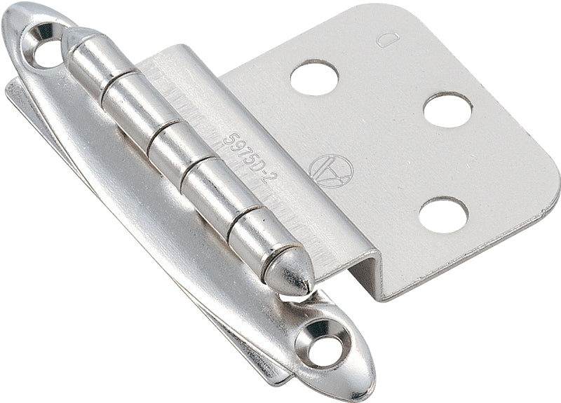 AMEROCK Amerock BPR341726 Cabinet Hinge, 2-3/4 in L x 2 in W x 3/8 in H, Steel, Polished Chrome, 3/8 in Inset, Face Mounting