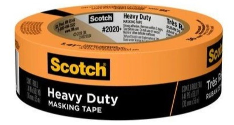 3M Scotch 2020+-36WP Masking Tape, 55 m L, 1.14 in W, Orange