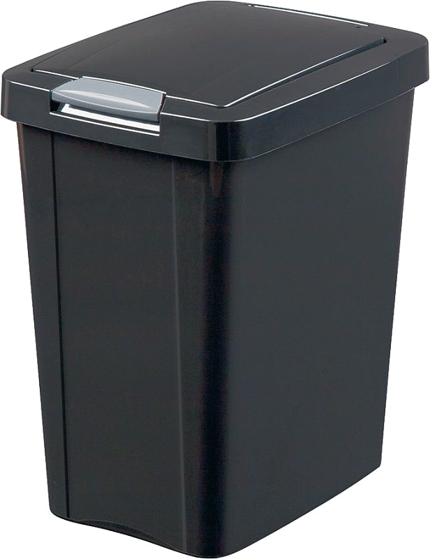 STERILITE Sterilite TouchTop 10439004 Waste Basket, 7.5 gal, Black, 17-3/4 in H