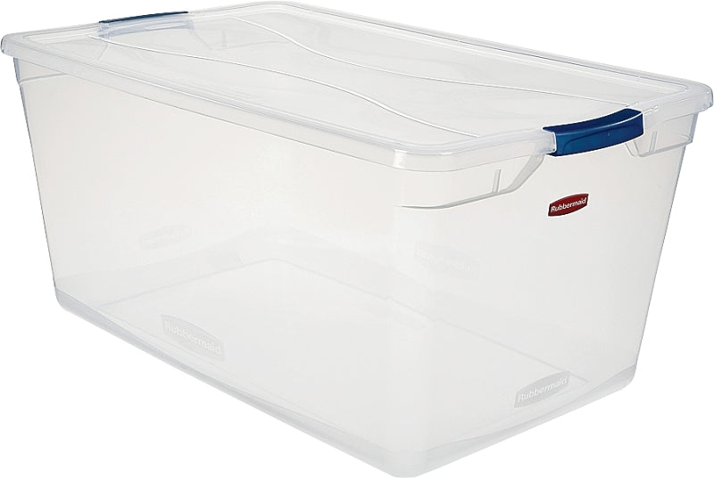 RUBBERMAID Rubbermaid Clever Store RMCC950001 Storage Container, Plastic, Clear Blue, 29 in L, 18 in W, 13.3 in H