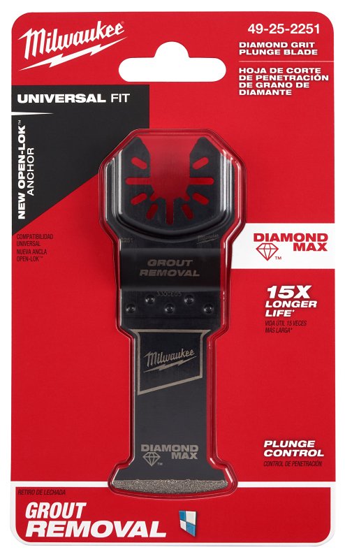 MILWAUKEE Milwaukee DIAMOND MAX 49-25-2251 Plunge Blade, 4.169 in L Blade, 1-1/3 in W Blade, Diamond Blade
