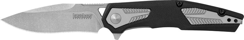 KAI USA LTD DBA Kershaw Tremolo Series 1390 Pocket Knife, 3-1/8 in L Blade, Steel Blade, Contoured Handle, Black/Silver Handle