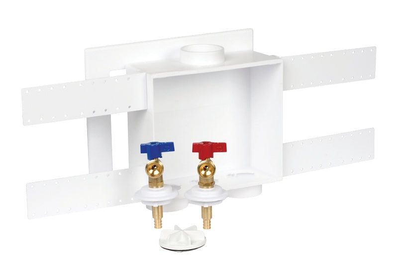 OATEY Oatey 38528 Washing Machine Outlet Box, 1/2 in Connection, Brass/Polystyrene, White