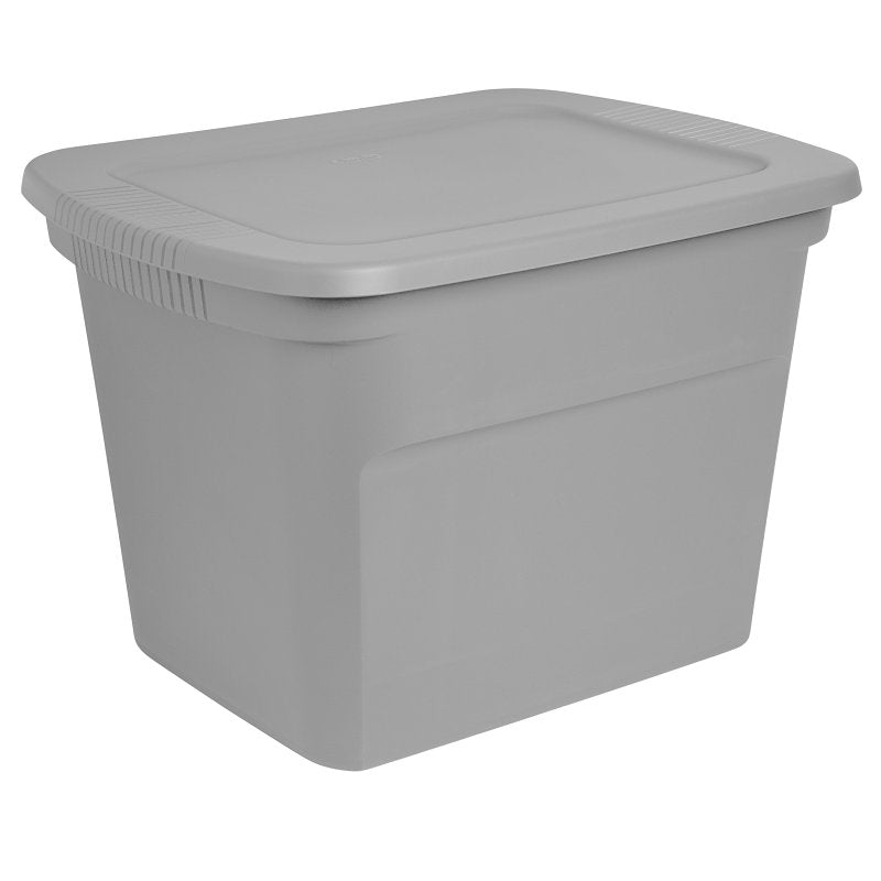 STERILITE Sterilite 17316A08 Storage Tote with Lid, Plastic, Cement, 23-1/2 in L, 18-3/8 in W, 16-1/8 in H
