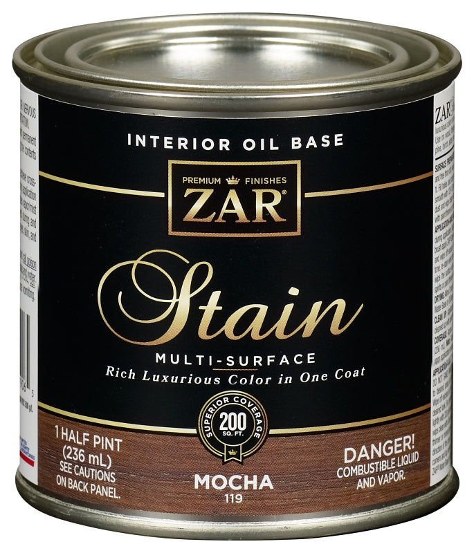 ZAR ZAR 11906 Wood Stain, Mocha, Liquid, 0.5 pt, Can PAINT ZAR