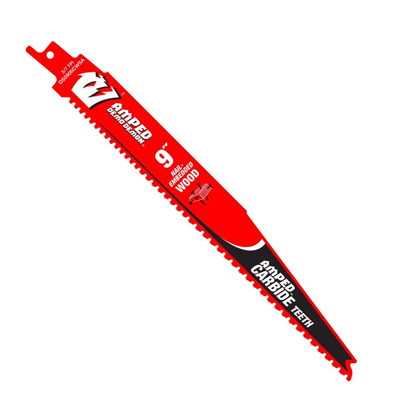 DIABLO Diablo AMPED Demo Demon DS0906CWSA Reciprocating Saw Blade, 9 in L, 5, 7 TPI, Carbide Cutting Edge