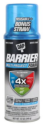DAP DAP Barrier 7565012530 Multi-Project Foam Sealant, White, 4 hr Functional Cure, 20 to 120 deg F, 12 oz Aerosol Can