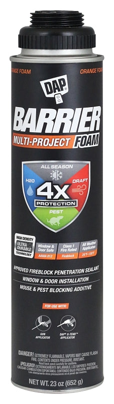 DAP DAP Barrier 7565012532 Multi-Project Foam Sealant, Orange, 4 hr Functional Cure, 20 to 120 deg F, 23 oz Aerosol Can PAINT DAP