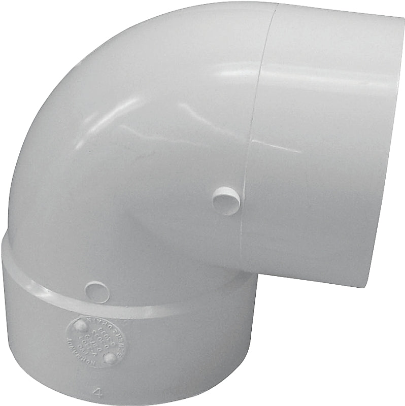 IPEX USA LLC-CANPLAS Canplas 414157BC Short Turn Pipe Elbow, 6 in, Spigot x Hub, 90 deg Angle, PVC, White
