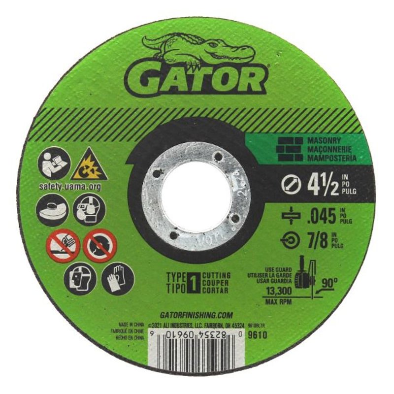 GATOR GatorBlade 9610 Cut-Off Wheel, 4-1/2 in Dia, 0.045 in Thick, 7/8 in Arbor, 24 Grit TOOLS GATOR