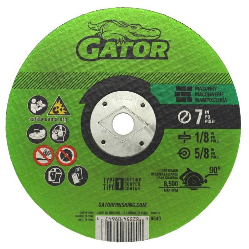 GATOR Gator 9640 Cut-Off Wheel, 7 in Dia, 1/8 in Thick, 5/8 in Arbor TOOLS GATOR