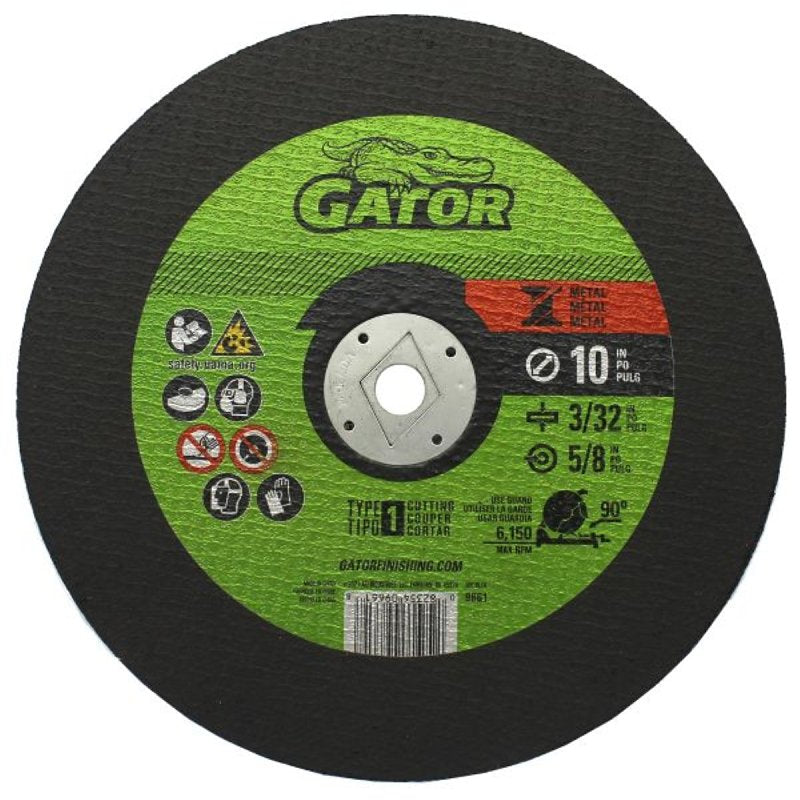 GATOR Gator 9661 Cut-Off Wheel, 10 in Dia, 3/32 in Thick, 5/8 in Arbor, Aluminum Oxide Abrasive TOOLS GATOR