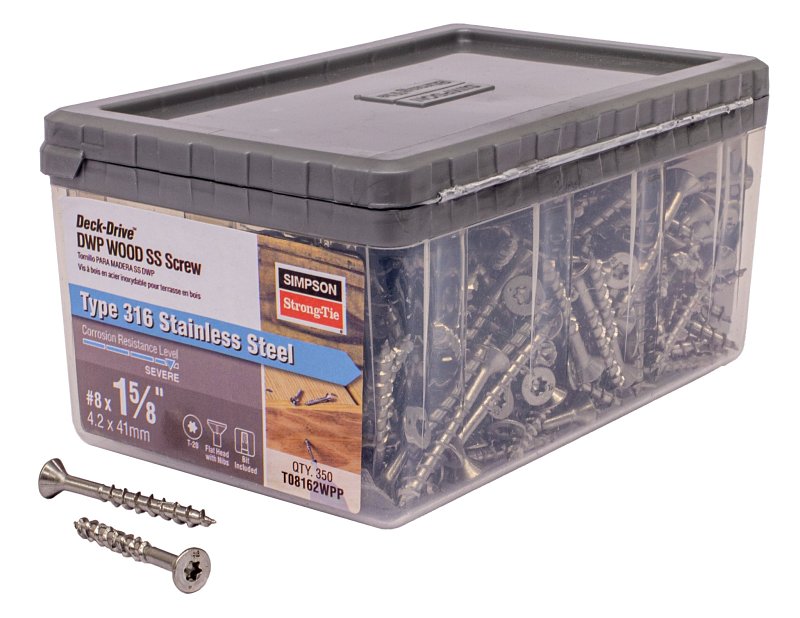 SIMPSON STRONG-TIE Simpson Strong-Tie Deck-Drive DWP T08162WPP Screw, #8 Thread, 1-5/8 in L, Flat Head, 6-Lobe Drive, Box Thread HARDWARE & FARM SUPPLIES SIMPSON STRONG-TIE