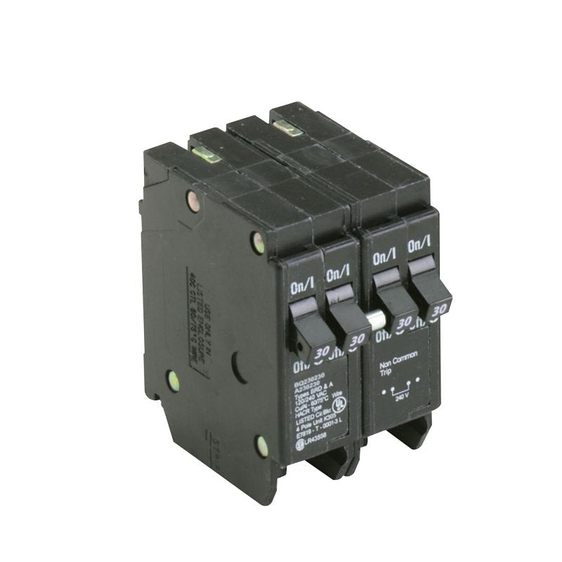 CUTLER-HAMMER Cutler-Hammer BQ230230 Circuit Breaker with Rejection Tab, Quad, Type BQ, 30 A, 4 -Pole, 120/240 V, Plug Mounting