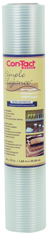 CON-TACT Con-Tact 06F-C8Q01-06 Ribbed Shelf Liner, 6 ft L, 12 in W, Vinyl, Clear