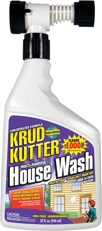 KRUD KUTTER Krud Kutter HW32H/4 House Wash Cleaner, 32 oz, Can, Liquid, Mild