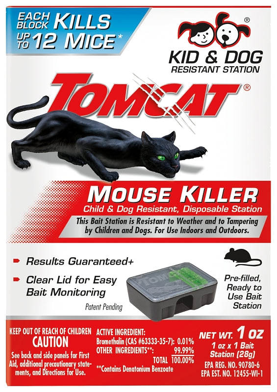 TOMCAT Tomcat 0370610 Disposable Mouse Bait Station, 2 oz Bait, 1 -Opening, Plastic, Black/Clear LAWN & GARDEN TOMCAT