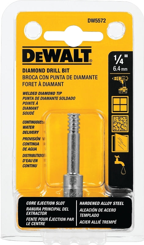 DEWALT DEWALT DW5572 Drill Bit, 1/4 in Dia, 2-1/4 in OAL, Spiral Flute, 3/8 in Dia Shank, Round Shank