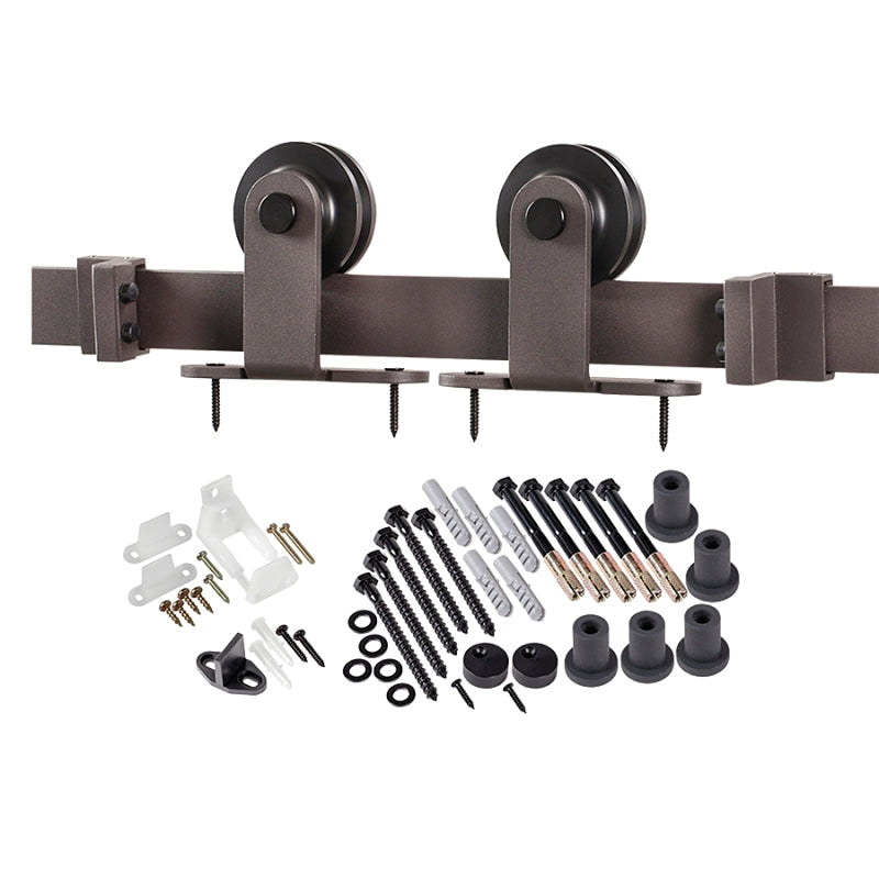 RENIN Renin BD101K-07800-BR Straight Strap Barn Door Hardware Kit, 78-3/4 in L Track, Steel, Bronze, For: Barn Door HARDWARE & FARM SUPPLIES RENIN