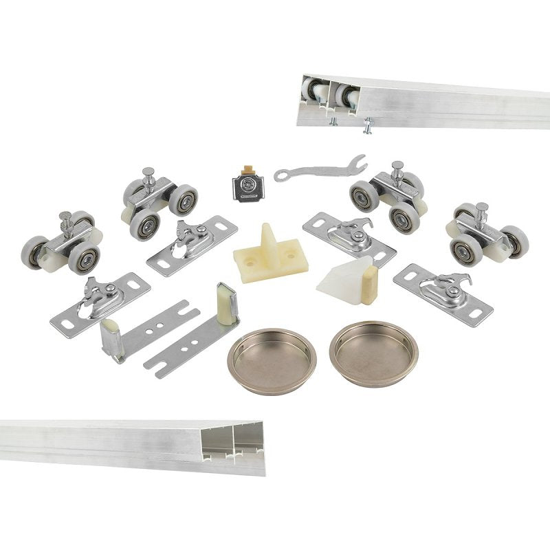 RENIN Renin BP831BB-06000-AL Hardware and Track Set, 60 in L Track, Aluminum, For: 3/4 to 1-3/4 in THK Bypass Door HARDWARE & FARM SUPPLIES RENIN