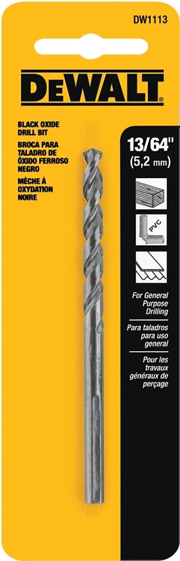 DEWALT DEWALT DW1113 Jobber Drill Bit, 13/64 in Dia, 3-5/8 in OAL, Parabolic Flute, 13/64 in Dia Shank, Round Shank TOOLS DEWALT