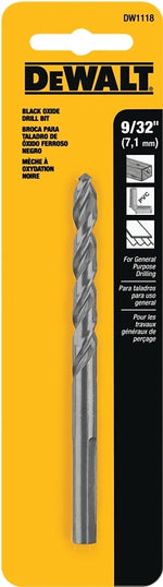 DEWALT DEWALT DW1118 Jobber Drill Bit, 9/32 in Dia, 4-1/4 in OAL, Parabolic Flute, 9/32 in Dia Shank, Round Shank TOOLS DEWALT