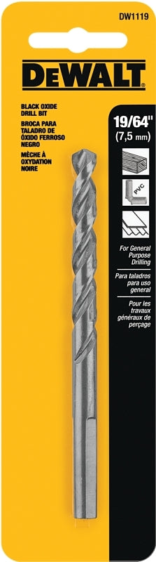DEWALT DEWALT DW1119 Jobber Drill Bit, 19/64 in Dia, 4.38 in OAL, Parabolic Flute, 19/64 in Dia Shank, Round Shank