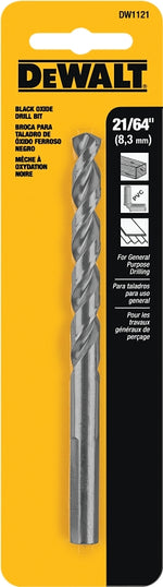 DEWALT DEWALT DW1121 Jobber Drill Bit, 21/64 in Dia, 4-5/8 in OAL, Parabolic Flute, 21/64 in Dia Shank, Round Shank TOOLS DEWALT