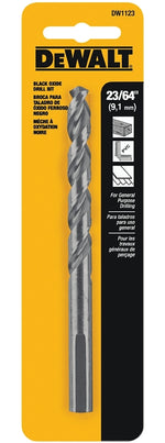 DEWALT DEWALT DW1123 Jobber Drill Bit, 23/64 in Dia, 4-7/8 in OAL, Parabolic Flute, 23/64 in Dia Shank, Round Shank TOOLS DEWALT