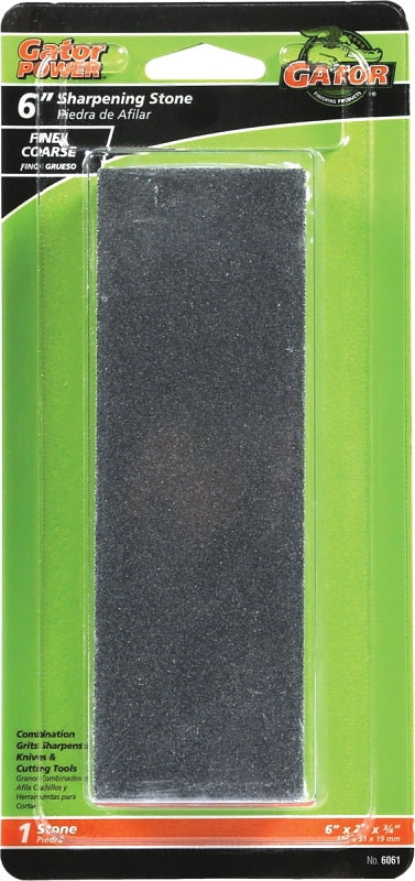 GATOR Gator 6061 Combination Sharpening Stone, 6 in L, 2 in W, 3/4 in Thick, Coarse/Medium, Aluminum Oxide Abrasive