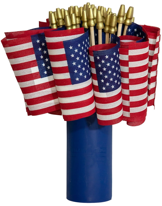 VALLEY FORGE Valley Forge USE8D USA Stick Flag Display, Polycotton, Includes: (48) 8 x 12 in Printed No-Fray Polycotton Stick Flags