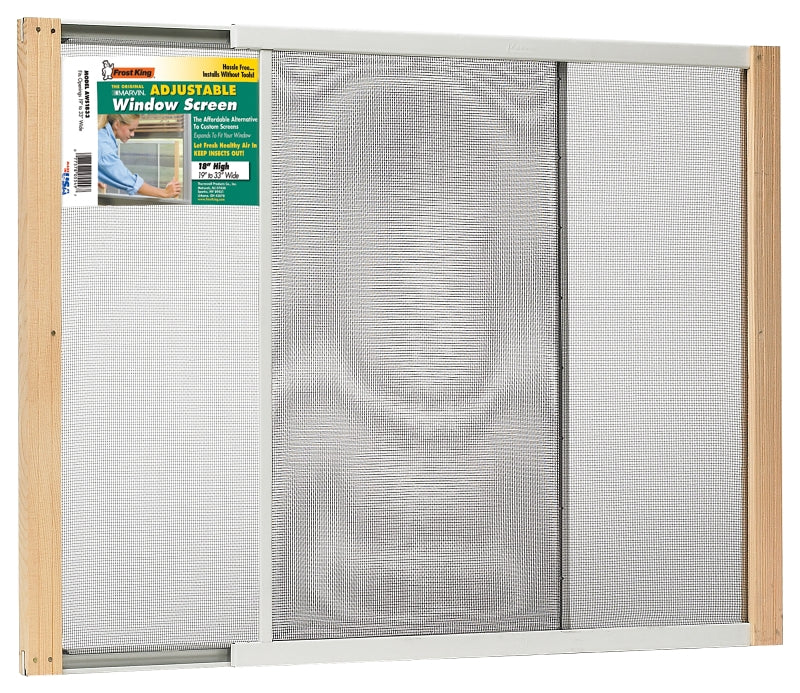 FROST KING Frost King W.B. Marvin AWS1833 Window Screen, 18 in L, 19 to 33 in W, Aluminum