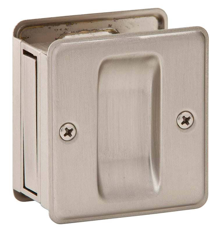 SCHLAGE BUILDERS HARDWARE Schlage SC990B-619 Pocket Door Pull, 2-1/2 in W, 2-3/4 in H, Brass, Satin Nickel