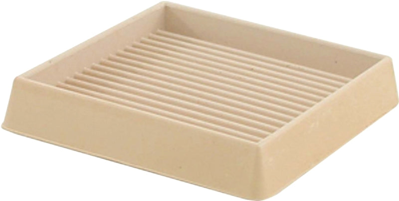 SHEPHERD Shepherd Hardware 9168 Caster Cup, Square, 3 in Dimensions, Rubber, Off-White, 2/PK