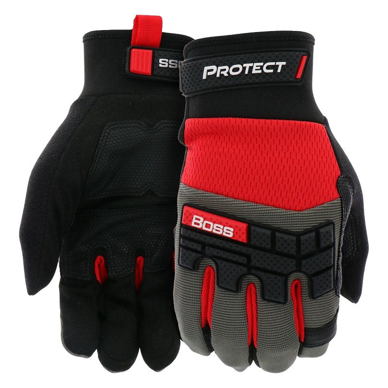 BOSS MFG Boss Protect B52344-L Work Gloves, L, 8 to 8-3/8 in L, Reinforced Thumb, Hook and Loop, Slip-On Cuff, Gray CLOTHING, FOOTWEAR & SAFETY GEAR BOSS MFG