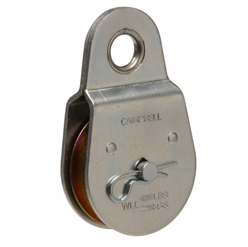 CAMPBELL CHAIN Campbell T7550402 Pulley, Fixed Eye, Single Sheave, 3/8 in Rope, 480 lb Working Load, 2 in Sheave, Zinc HARDWARE & FARM SUPPLIES CAMPBELL CHAIN