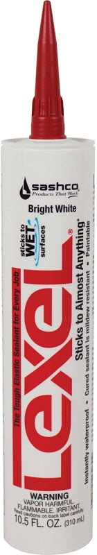 SASHCO Sashco 13030 Elastic Sealant, White, 7 days Curing, 0 to 120 deg F, 10.5 oz Cartridge