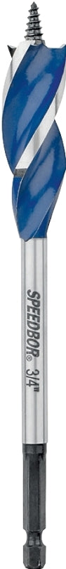 IRWIN Irwin Speedbor 3041004 Auger Boring Bit, 3/4 in Dia, 6 in OAL, Tapered Flute, 3-Flute, 1/4 in Dia Shank, Hex Shank