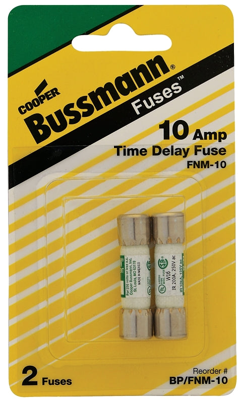 BUSSMANN Bussmann BP/FNM-10 Series Time Delay Fuse, 10 A, 250 V, 200 A, 10 kA Interrupt, Melamine Body, Clip, Holder Terminal ELECTRICAL BUSSMANN