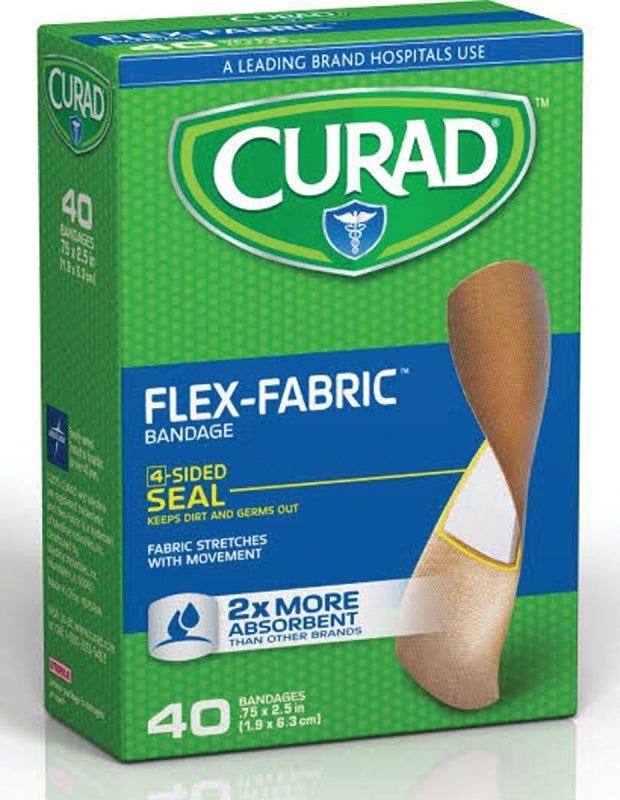 CURAD Curad CUR45245 Adhesive Bandage, 3/4 in W, 2-1/2 in L, Fabric Bandage