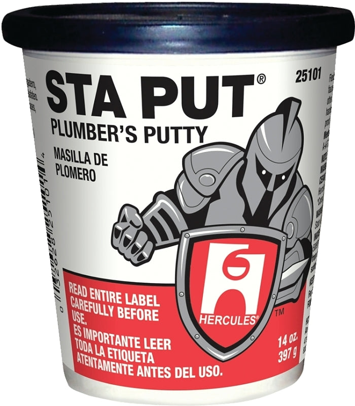 HERCULES Hercules Sta Put Series 25101 Plumbers Putty, Solid, Off-White, 14 oz