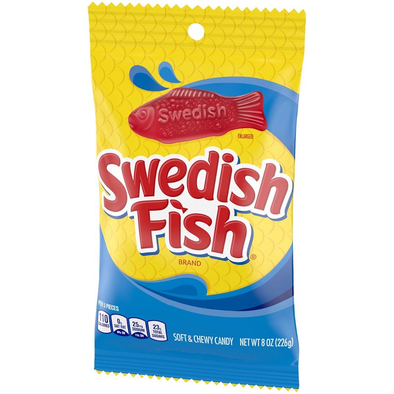SWEDISH FISH Swedish Fish 480985 Candy, Chewy, Soft, Fruit, 8 oz Bag