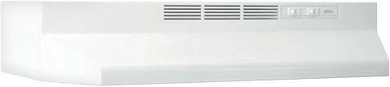 BROAN MFG Broan 41000 Series 413001 Range Hood, 2 Fan, Ductless Vent, 30 in W, 17-1/2 in D, 6 in H, White