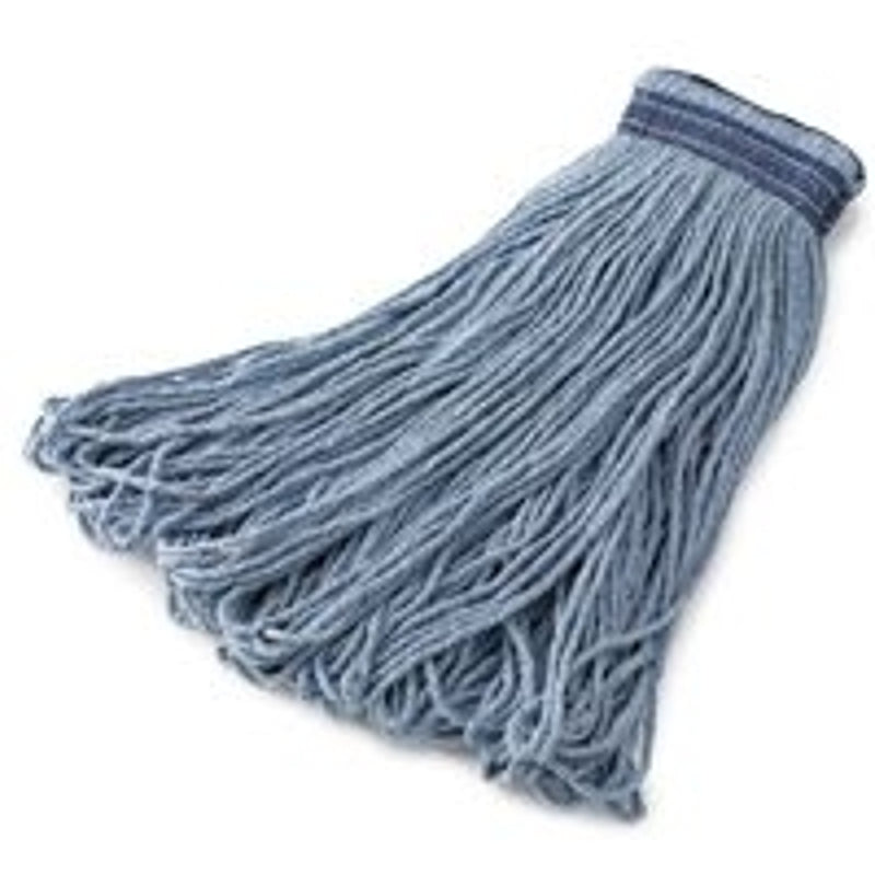 RUBBERMAID Rubbermaid FGE23800 BL00 Looped-End Wet Mop Head, 24 oz, Cotton/Synthetic, Blue