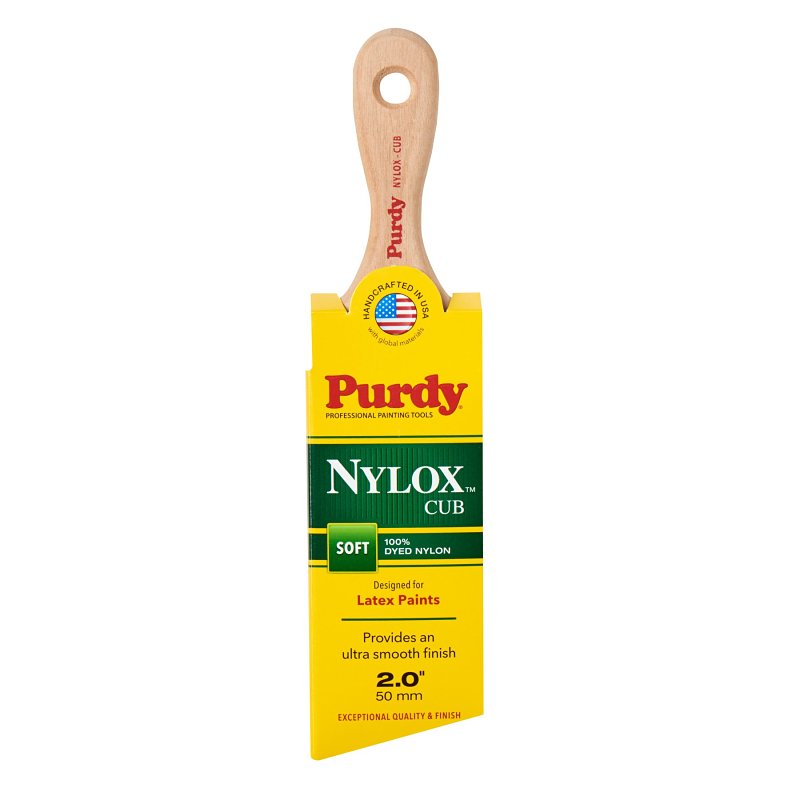 PURDY Purdy Nylox Cub 144153220 Paint Brush, 2 in W, Nylon Bristle, Ergonomic, Short Handle PAINT PURDY