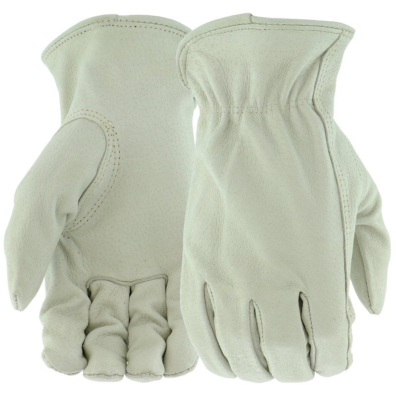 BOSS MFG Boss B83071-XL Gloves, Men's, XL, 8-3/8 to 8-3/4 in L, Keystone Thumb, Elastic Cuff, Pigskin Leather, White