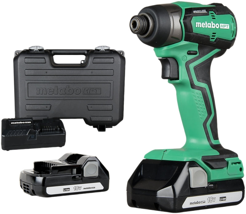METABO HPT Metabo HPT WH18DDXM Impact Driver Kit, Battery Included, 18 V, 1.5 Ah, 1/4 in Drive, Hex Drive, 4000 bpm IPM